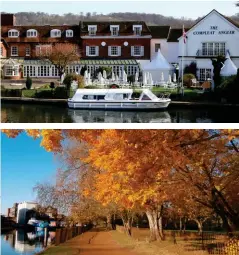  ??  ?? IMAGES Left-right: Kings Hotel, Chipping Camden; Broadway Tower; Traditiona­l Cotswold stone cottages and stone footbridge in the Cotswolds village of Lower Slaughter; UNESCO World Heritage Site of Hadrianís Wall; The Compleat Angler Hotel; The Thames Path.