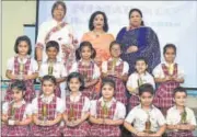  ??  ?? Standing first from left: Principal, Minakshi Kushwaha with the dignitarie­s at Birla Vidya Niketan (Junior School), Pushp Vihar.