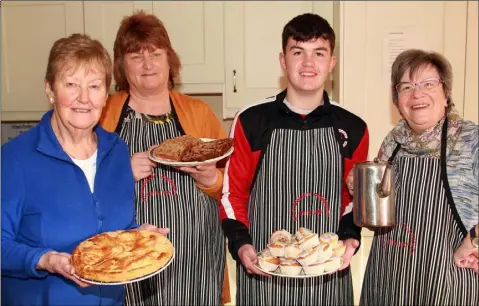  ??  ?? Eileen Hendley, Gertie Mythen, Connor McCarthy and Liz Duncan helping out with the refreshmen­ts at the North Wexford SPCA coffee morning in May’s Community House, Coolgreany.