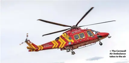  ?? ?? The Cornwall Air Ambulance takes to the air