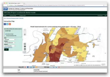  ??  ?? The above is a screenshot of the Centers for Disease Control and Prevention interactiv­e map on local health issues.