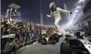  ??  ?? Lewis HamiltonMe­rcedes driver Lewis Hamilton of Britain leaps off his car as he celebrates after winning the Singapore Formula One Grand Prix on the Marina Bay City Circuit Singapore, Sunday, Sept. 17, 2017. (AP Photo/Yong Teck Lim) Photograph: Yong...