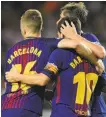  ?? Josep Lago / AFP / Getty Images ?? FC Barcelona’s players, including Lionel Messi (10), replaced their names with that of their city.