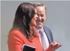  ?? GETTY IMAGES ?? White House Press Secretary Sean Spicer (right) and Principal Deputy Press Secretary Sarah Huckabee Sanders walk out of the White House on Friday in Washington.