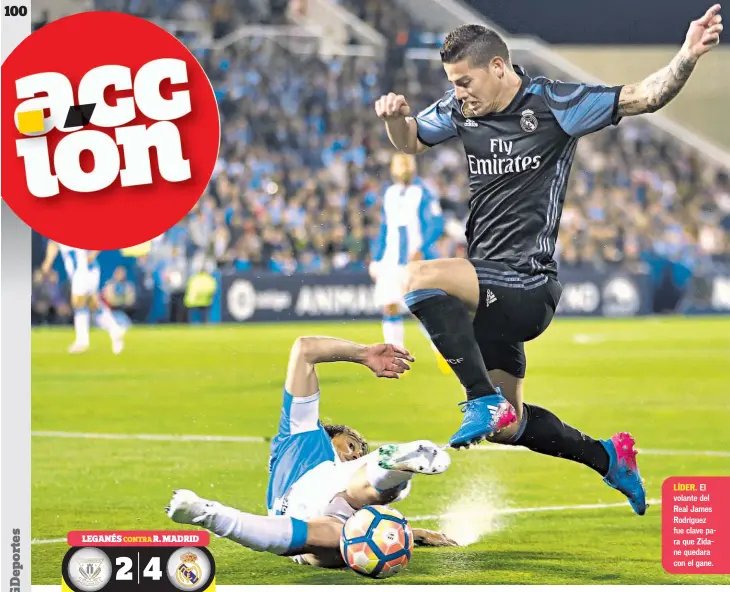  ??  ?? LÍDER. El volante del Real James Rodríguez fue clave para que Zidane quedara con el gane.