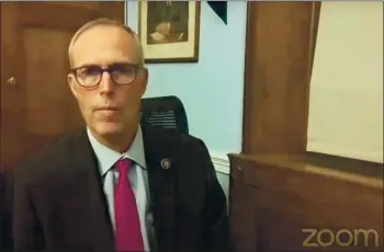  ?? SCREENSHOT ?? North Coast U.S. Rep. Jared Huffman (D-san Rafael) held a virtual town hall on Wednesday evening to address last week’s riot at the U.S. Capitol in Washington, D.C. and growing concerns of threatened violence leading up to inaugurati­on day.