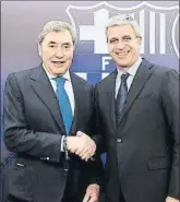  ?? FOTO: FCB ?? Eddy Merckx, invitado por el club, y Jordi Mestre