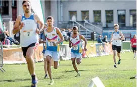  ??  ?? Nilaweera (17) and Kelum (18) at Laser Run