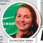  ??  ?? The late Esther Watson always made a plan to overcome sponsorshi­p problems.