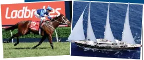  ??  ?? Jockeying for position: Diller, pictured with his wife Diane von Furstenber­g, and, above, their superyacht – the 305-footer Eos