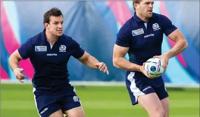  ??  ?? TIME IS NOW: Scotland’s John Hardie (left) and Sean Lamont prepare for the biggest game of their careers so far