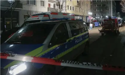  ??  ?? Police at one of the scenes of the Hanau shootings last month. Photograph: Armando Babani/EPA