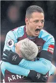  ?? REUTERS ?? West Ham’s Javier Hernandez reacts after scoring against Chelsea.