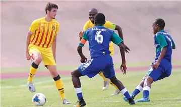  ?? COSAFA ?? WAITING ON THE WINGS . . . Zimbabwe Youth Internatio­nal Sebastien Summerfiel­d (left) caught in action against Lesotho
for the Under-20 team at last year’s tournament