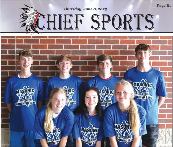  ?? Courtesy ?? Pictured above are students from Broken Bow and Callaway that attended band camp in Kearney at UNK’s facilities. Back row from left: Asher Jensen, Brock Oeltjen, Tallen Harrold and Zak Crawford. Front row: Josie Reiff, Maddie Royle and Trinity Erickson.