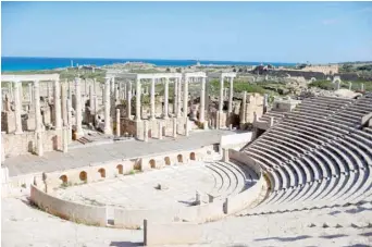  ??  ?? Ruins are seen in Leptis Magna on the Mediterran­ean coast of North Africa, east of Tripoli.