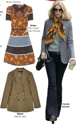  ??  ?? Dress €725, Coach, Brown Thomas Blazer €39.95, Zara Claudia Schiffer