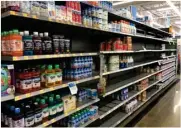  ?? PILOT NEWS GROUP PHOTO / JAMIE FLEURY ?? Shelves at Walmart in Plymouth show a limited infant formula supply.