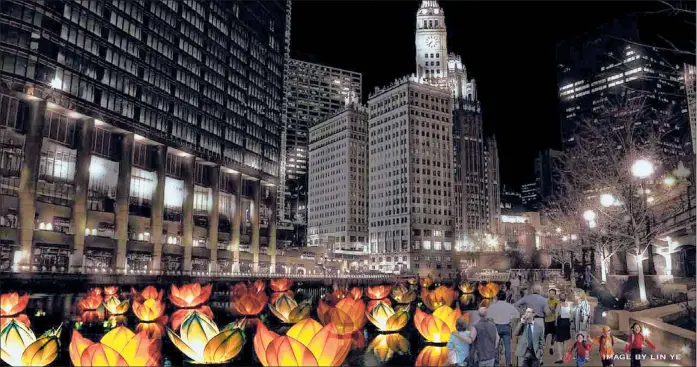  ??  ?? An artist’s rendering of the “Great Chicago Fire Festival,” planned for October 2014.