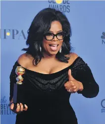  ?? FREDERIC J. BROWN/GETTY IMAGES ?? Oprah Winfrey’s stirring speech at the Golden Globes got plenty of buzz, but couldn’t stop the drop in ratings.