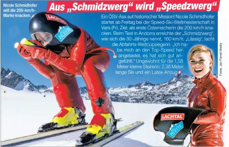  ??  ?? Nicole Schmidhofe­r will die 200-km/hMarke knacken.