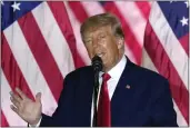  ?? REBECCA BLACKWELL — THE ASSOCIATED PRESS FILE ?? Former President Donald Trump announces a third run for president as he speaks at Mar-a-Lago in Palm Beach, Fla., on Nov. 15.