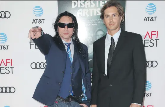  ??  ?? The Disaster Artist features the story of Tommy Wiseau, left, and Greg Sestero, and is based on Sestero’s best-selling book about the making of The Room, a disastrous film made by Wiseau, on which he spent $6 million. It has become a cult hit. Sestero...