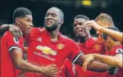  ?? AP ?? Manchester United's Romelu Lukaku (second left) celebrates his first goal against West Ham at Old Trafford on Sunday.