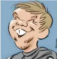  ??  ?? So sieht Karikaturi­st Christoph Härrin ger den TSG Trainer Nagelsmann.