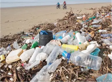  ??  ?? Eyesore: Around 12million tons of plastic waste is dumped in the oceans every year