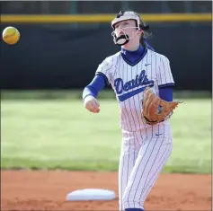  ?? O-N-E FILE PHOTO BY BRIAN HENDRIX ?? This is a file photo of Maiden High sophomore pitcher Raegan Rembert (5) from 2023.