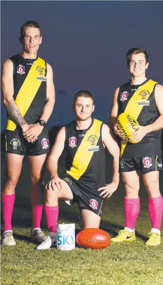  ?? IN THE PINK: Adam O'Donnell, Declan Wode, and Jason Di Betta. Picture: Alix Sweeney ??