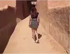  ?? YouTube ?? One of the controvers­ial videos initially posted to the Snapchat account of ‘Model Khulood’ show the young woman walking through the fort in Ushaiqer, outside Riyadh