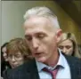  ?? AP PHOTO/MANUEL BALCE CENETA ?? House Oversight and Government Reform Committee Chairman Rep. Trey Gowdy, R-S.C., speaks to reporters as he takes a break during the House Judiciary and Oversight Committee closed-door interview with former FBI Director James Comey on Capitol Hill in Washington on Friday.