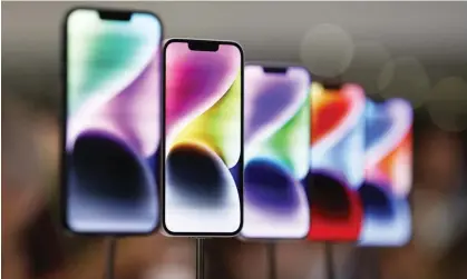  ?? Photograph: John G Mabanglo/ EPA ?? The new iPhone 14 on display at the Apple Park Campus in Cupertino, California, on 7 September 2022.