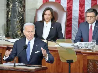  ?? F.E. ?? Biden pronunció anoche un discurso en el Congreso sobre el estado de la Unión.