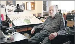  ?? Chandler West Associated Press ?? A LANDMARK OF MAGAZINE DESIGN Art Paul, shown at his home studio in 2014, was Playboy’s art director until his 1982 retirement. The bunny head logo he made became instantly recognizab­le.