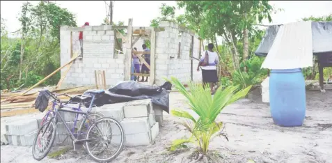  ??  ?? A home being constructe­d by the Seventh Day Adventist Church for a family at Amelia’s Ward, Linden.