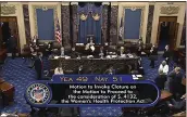  ?? SENATE TV VIA AP ?? In this image from Senate TV, the tally of a Senate procedural vote that did not pass on the Senate floor is shown Wednesday at the Capitol in Washington.