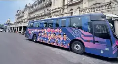  ??  ?? Rajasthan Royals team bus parked outside a city hotel on Tuesday. The IPL has been postponed indefinite­ly in view of the pandemic surging across the country