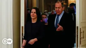  ?? ?? Анналена Бербок и Сергей Лавров в Москве, 18 января 2022 года