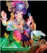  ??  ?? A hand sanitizer dispensing idol of god Ganesha. (AFP)