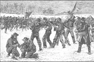  ??  ?? The Great Snowball Battle near Fredericks­burg in February 1863.