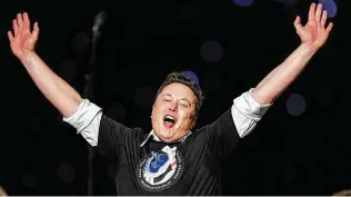  ?? Jonathan Newton / Washington Post ?? Spacex founder Elon Musk celebrates after the historic first launch of astronauts aboard a Spacex craft in May.