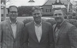  ?? HANDOUT PHOTO ?? Leaders of the Baltimore-based company Swing AI, from left, Joe Plecker, Rick Geritz and Michael Hudak, will see their invention used on the PGA European Tour.