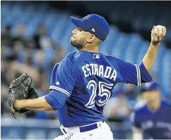  ?? VERONICA HENRI / POSTMEDIA NEWS ?? Blue Jays starting pitcher Marco Estrada couldn’t tame the Braves hitters in Tuesday’s start.