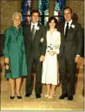  ??  ?? Laura and George W. Bush at their 1977weddin­g, just three months after they met. Shown with the newlyweds are George’s parents, Barbara and George H.W Bush.