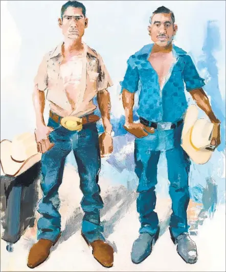  ?? Images by John Sonsini Vielmetter Los Angeles ?? JOHN SONSINI’S “Byron and Fernando,” created in 2019, is one of 12 paintings by the artist on exhibit at Vielmetter Los Angeles.