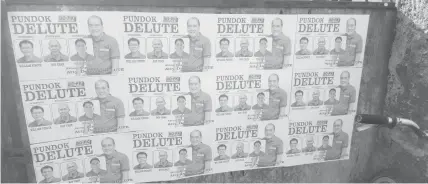  ?? ALDO NELBERT BANAYNAL ?? Campaign materials are already posted in some areas of Cebu City ahead of the campaign period for the upcoming Barangay and Sanggunian­g Kabataan elections.