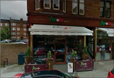  ??  ?? Teenager Conner McCarron robbed the Amore d’Italia restaurant in Glasgow’s Dennistoun area on two occasions